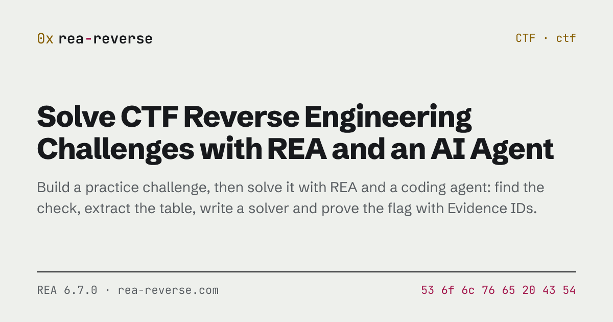 Solve a CTF Crackme with REA and an AI Agent | rea-reverse